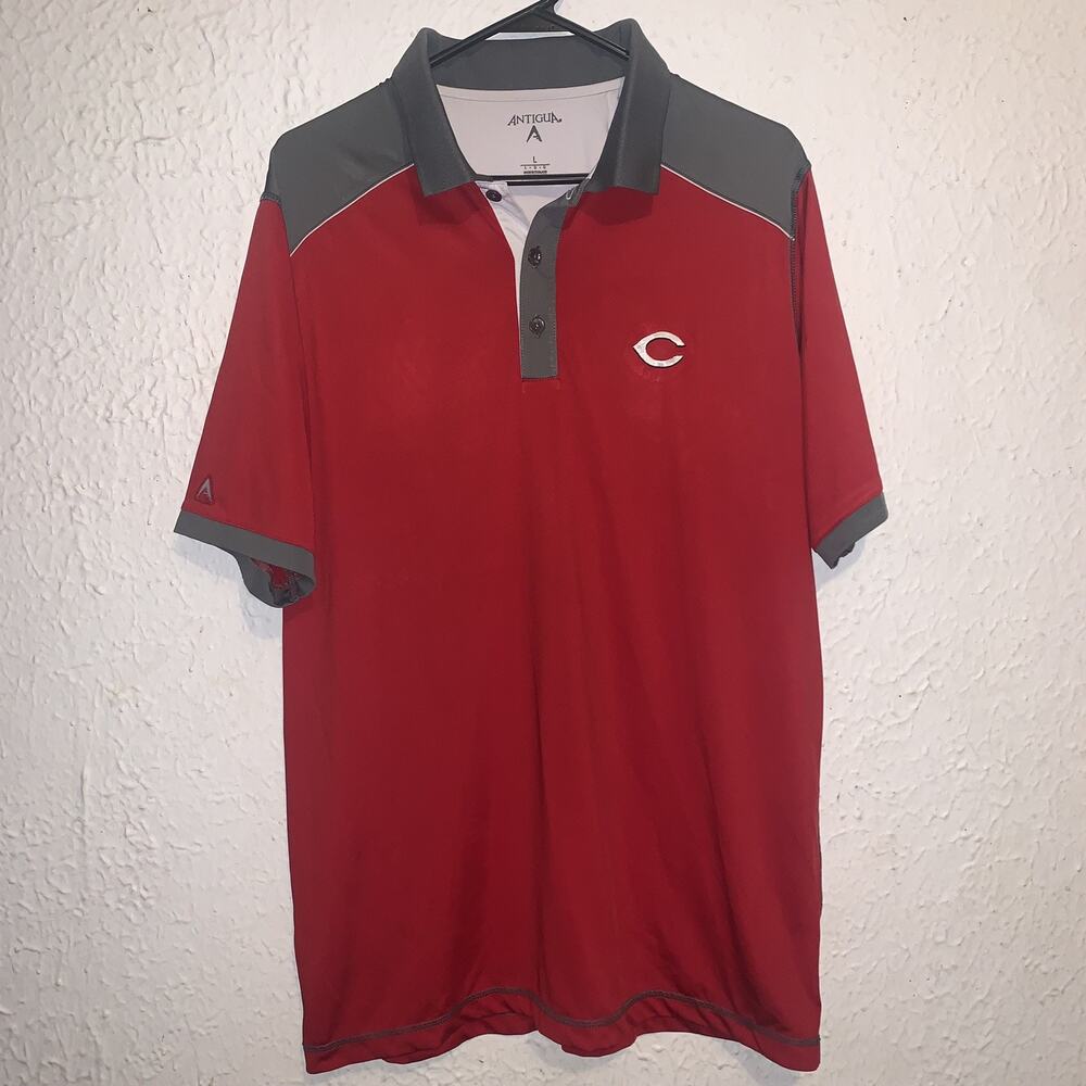 Cincinnati Reds MLB Baseball Antigua Short Sleeve Golf Polo Shirt L